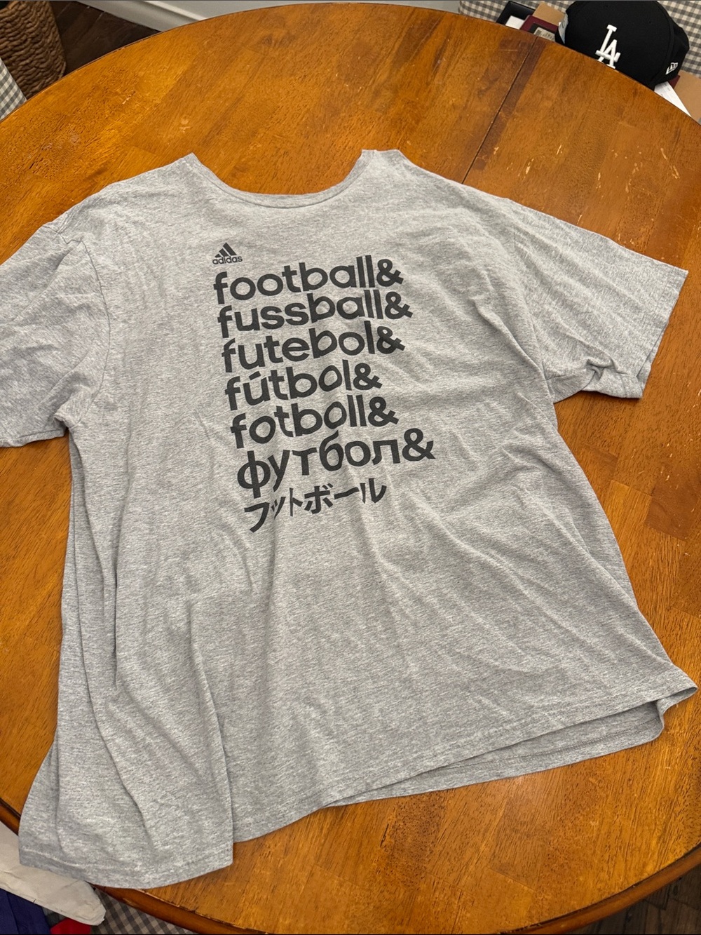 adidas Light Gray Multilingual 'Football' Graphic Tee xxl